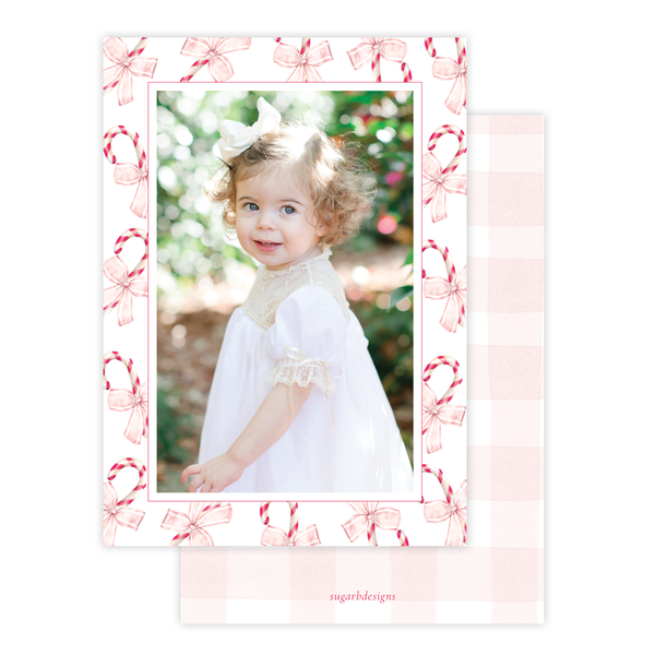 Sweet Treats Pink Border Christmas Card Portrait