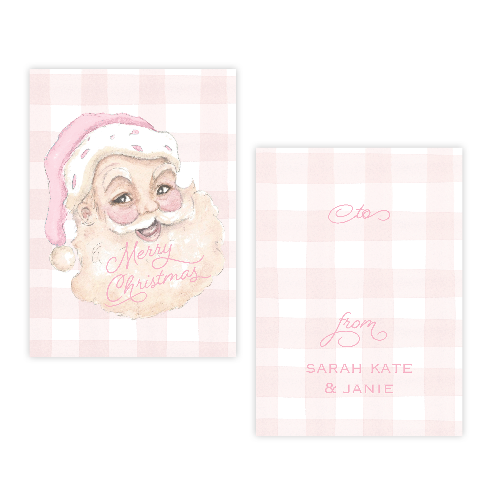Sassy Santa Pink Christmas 4 Bar Christmas Gift Tag