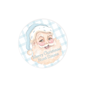 Sassy Santa Blue Round Sticker