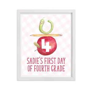 Back to School Sign in Pink, Any Grade