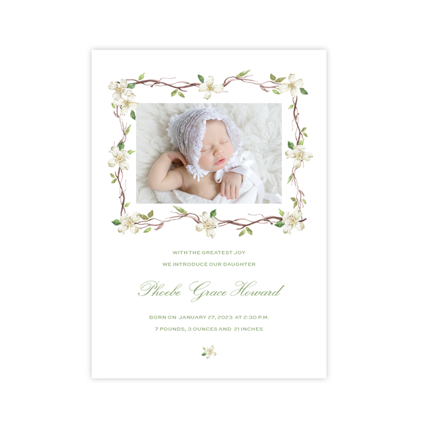Thorp Dogwood Branches Birth Announcement