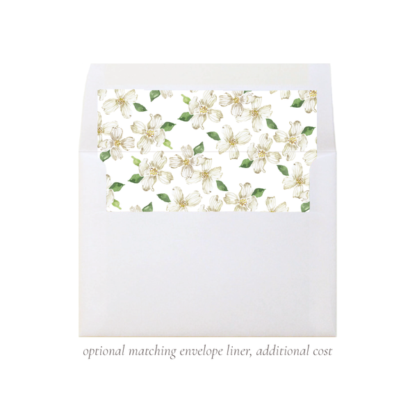 Thorp Dogwood Border in Green Fold Over Stationery