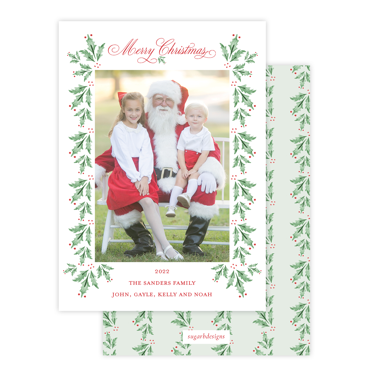 Truett Holly Christmas Card Portrait with No Photo on Back