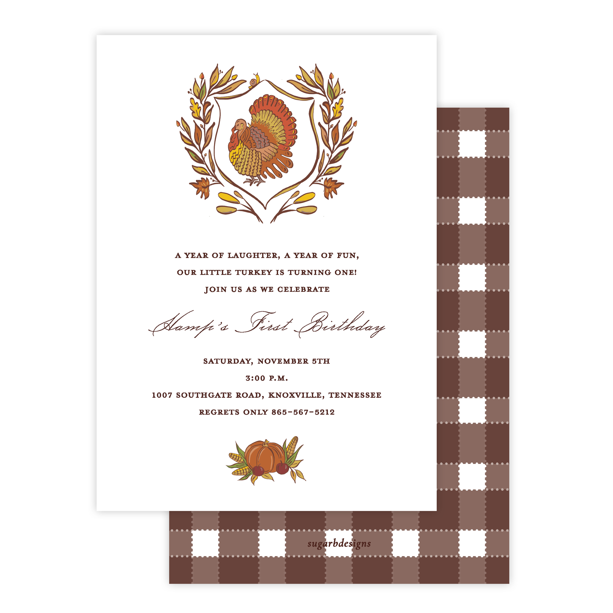 turkey birthday invitation – sugar b designs
