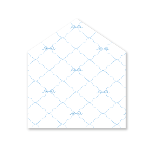 Quita Blue Triumphant Bow Letterpress Fine Paper Fold Over Stationery