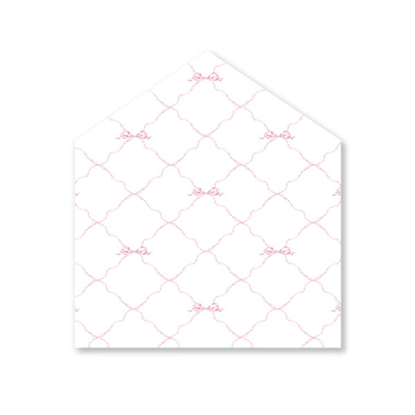 Quita Pink Triumphant Bow Letterpress Fine Paper Fold Over Stationery