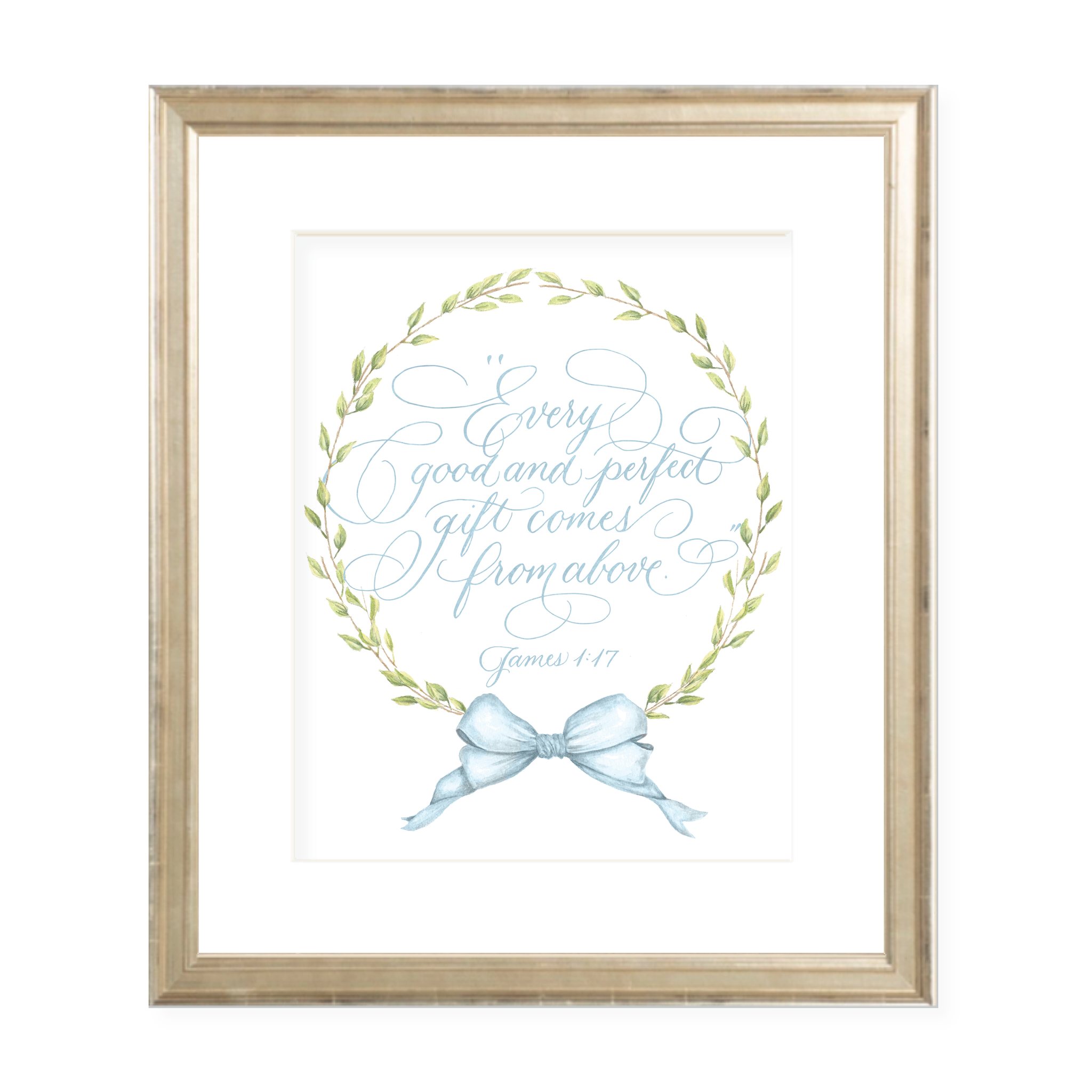 Victoria Blue Watercolor Print by Sugar B Designs featuring Grace Hall Calligraphy