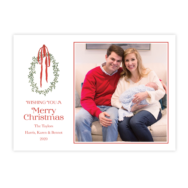 Wadsworth Wreath Change of Address Christmas Card