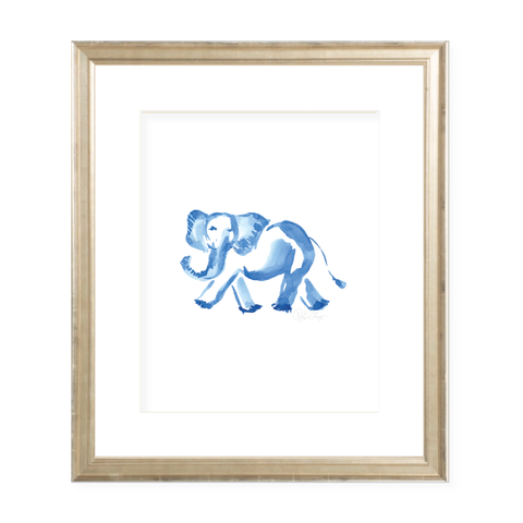 Winston Wild Blue Elephant Portrait Watercolor Print