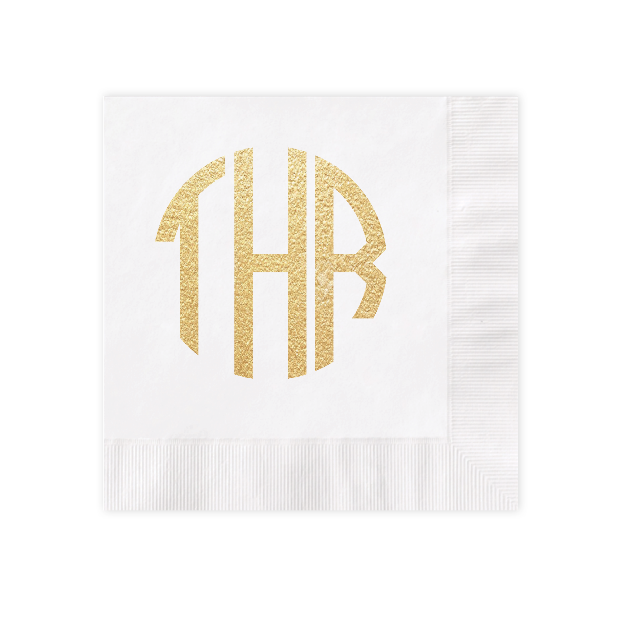 Circle Monogram Gold Foil White Luncheon Coined Napkin