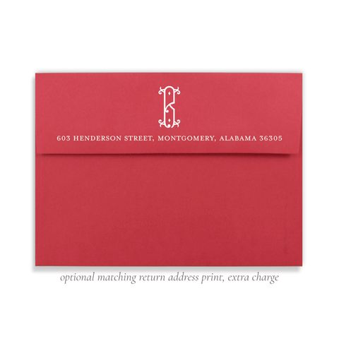 Red Envelope with White Ink Return Address Print